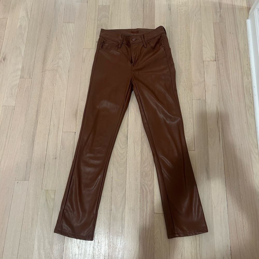 Mother mid rise Dazzler Brown Faux Leather Women Jeans